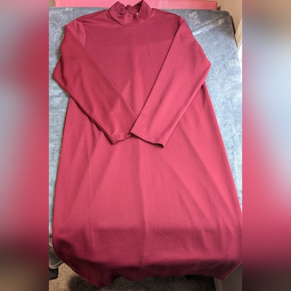 Appleseed's Ponte Knit Mock Turtleneck Midi Dress Women's Size Large Autumn Red - Picture 1 of 12